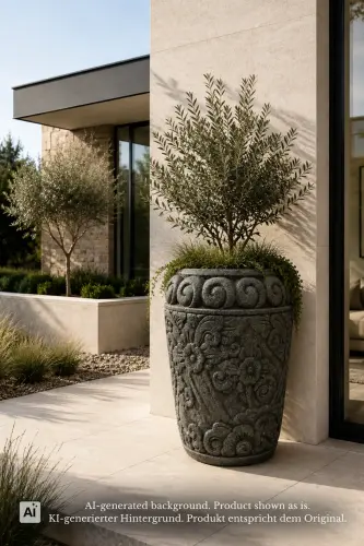 Product image of the product “Pot with Blooming Ornaments, 100 cm Height, 60 cm Dia, Natural Stone ”
